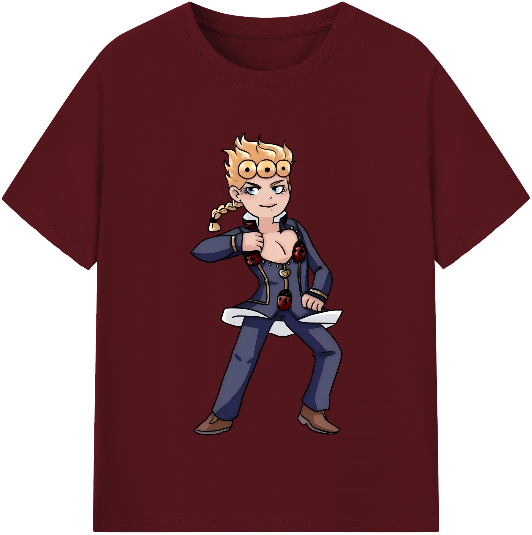 （画像用） ジョジョの奇妙な冒険 ジョルノ?ジョバァーナ JoJo's Bizarre Adventure Giorno Giovanna 綿100％半袖Tシャツ（フロントプリント）
